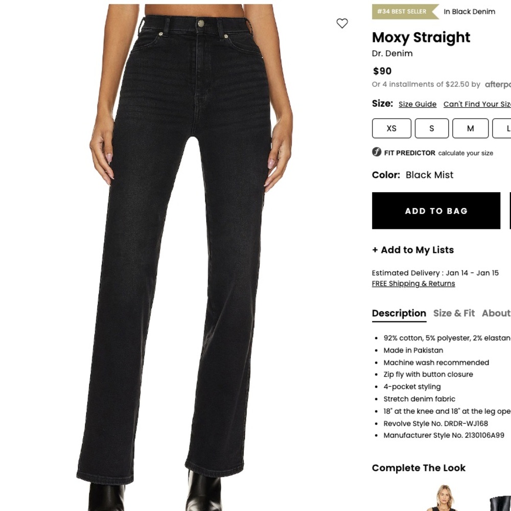 Dr. Denim Moxy Straight in Black